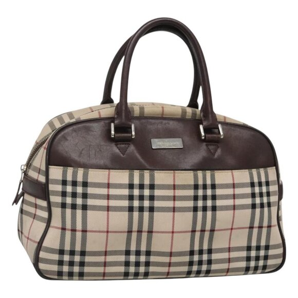 BURBERRY Nova Check Hand Bag Canvas Beige Auth 120472 - Picture 1 of 16